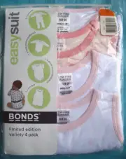 Baby Girl Size 00 BONDS EASYSUIT 4 pack Pink Bodysuit Romper Coverall