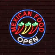 NEW "MEXICAN FOOD OPEN" w/LOGO 26x26 INCH LED FLEX WINDOW/WALL INDOOR SIGN 31825