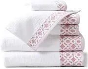 JSEIAJB Towel Set Textured Decorative Border Bath Towel