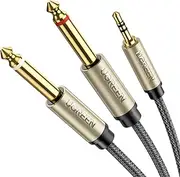 UGREEN 3.5mm 1/8" TRS to Dual 6.35mm 1/4" TS Mono Stereo Y-Cable Splitter Cord Compatible for iPhone, iPod, Computer Sound Cards, CD Players, Multimedia Speakers and Home Stereo Systems, 2M