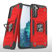 MCC Shockproof Samsung Galaxy S22 5G Heavy Duty Case Cover Ring Holder [Red]