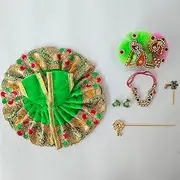 [Generic] Laddu Gopal Dress Size 4, Ladoo Gopal Dress, Bhagwan Ki Poshaak, Dev Vastra, Kanha Ji Dress, Bal Krishna Dress, Bal Gopal Dress, Handcrafted Krishna Poshaak, Janmashtami Dress for Krishna (Green)