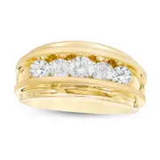 Men's 1.5 CT. T.W. Natural Diamond Five Stone Wedding Band in Solid 14K Gold