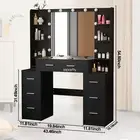 NEW Dressing Table with LED Makeup Mirror Set LED Lights Vanity Desk Table Black
