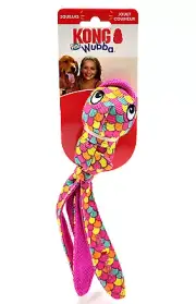 KONG Wubba Finz Small Pink Squeaky Tug Toss & Fetch Dog Toy 10"