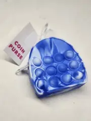 Fidget Toys Pop it Mini Wallet Coin Purse Keychain Blue