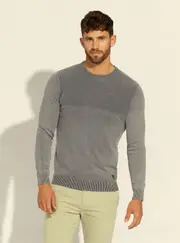 GUESS Magnetic Grey Martin Washed Knit Top Size: Small, Cotton