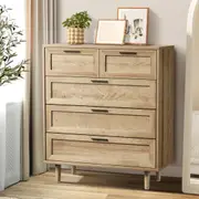 Oikiture 5 Chest of Drawers Dresser Chest Storage Cabinet Tallboy