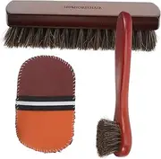 Cabilock 1Set Horsehair Shoe Brush Kit Multi Functional for Polishing Shoes Boots and Car Seats Efficient Shine Applicator for Shoe Care