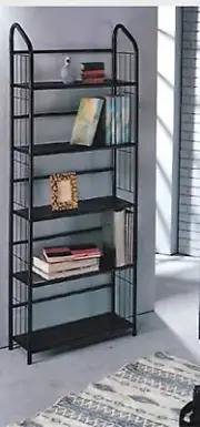Classic style Metal Constructed 5-TIER BOOK SHELF With Black Painted Finish-ASDI