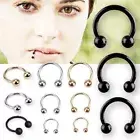 10PCS Stainless Steel Horseshoe Bar Lip Nose Septum Ear Ring Stud Piercing S F5❤