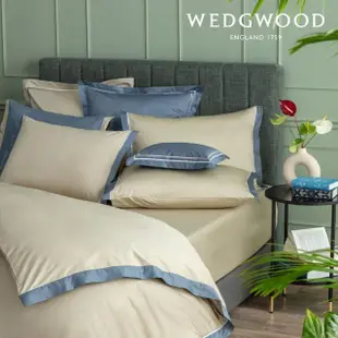 【WEDGWOOD】500織長纖棉Bi-Color薩佛系列素色鬆緊床包-暖卡其(雙人150x186cm)
