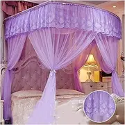 Princess Canopy for Girls Double Layer 4 Corner Post Bed Curtains Canopy with U-Shaped Bracket Bed Decoration 3 Openings Mosquito Net for King Size and Large Queen Siz(Size:180×200×210cm,Col