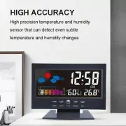 Auto Set Digital Alarm Clock Color DisplayThermometer Hygrometer Weather Display