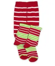 Jefferies Toddler Girls Red and Lime Christmas Striped Tights 2-4 Years