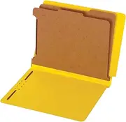 Globe-Weis/Pendaflex End Tab Classification Folders, 2 Dividers, 2-Inch Embedded Fasteners, Letter Size, Yellow, 10 Folders Per Box (23789GW)