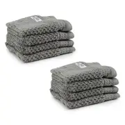 8pc Onkaparinga 30x30cm Cotton Avalon Bathroom Face Washers 550GSM Warm Silver