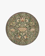 185' Round | Machine Washable Runner Rug | Kid & Pet Friendly | Indoor Rug | Lodden Soft Evergreen & Gold Rug by Morris & Co. | Ruggable