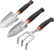 Mini Premium Gardening Tools - 3 PCS Set Garden Tools Set with Small Rake Shovel and Trowel for Small Flower Plants Bonsai