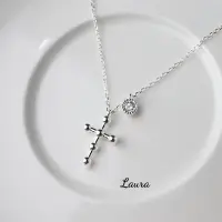 在飛比找松果購物優惠-項錬-Laura- s925純銀項鍊 十字架 (花邊鑲鑽) 
