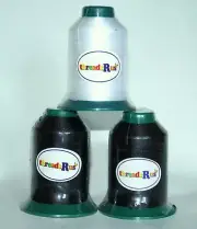 New X-Large Cones Polyester Embroidery Machine Thread 2 Black and 1 White