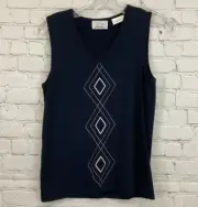 EP Pro Womens Casablanca 4145WD Size Small Navy Argyle Golf Sweater Vest NWT