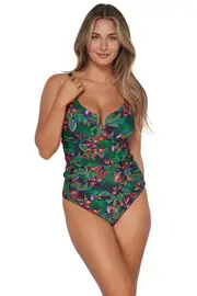 Sunsets Zuri V-Wire Tankini Swimsuit Top - DD Cup in Welcome To Rio at Nordstrom, Size 34