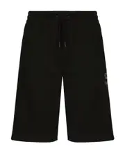 Dolce Gabbana Motif Embroidered Jersey Jogging Shorts IT50,IT48,IT46 Black