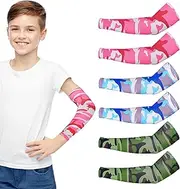 [Molain] 3Pairs Kids Arm Sleeves Thinly UV Sun Protection Cooling Arm Compression Sleeves