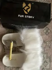 Fur Story White Slides Size EU 37.5