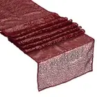 Dark Red Table Runner 108" x 12", Long Shining Sequin Table Runner, 2Pcs