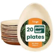 20 Pack Palm Leaf Plates/Platter Trays 10 Inch (Oval) Disposable Bamboo