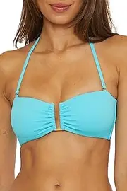 [Trina Turk] Women's Standard Coco Bandeau Bikini Top, Adjustable, Tie Back, Swimwear Separates