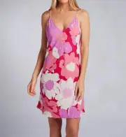 NWT NATORI Womens XS Croisette Chemise Pink/Multi Bold Floral Print