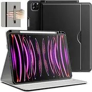 JETech Case for iPad Pro 11-Inch 4/3/2 (2022/2021/2020 Model), PU Leather Folio Protective Cover with Hand Strap, Pencil Holder & Pocket, Multi-Angle Viewing (Black)
