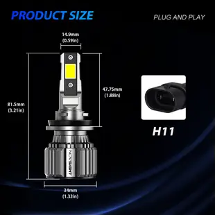 Novsight LED 汽車大燈 N74 H11 15000lm 超亮 6500k 72w 即插即用 2 個霧燈燈泡