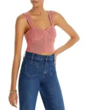 Aqua Crocheted Cropped Top Women's XL Spring Rose Button Closure Sleeveless