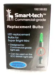 Santa's Best Smart-Tech ECO Smart 100ct 7mm LED Bulbs in GREEN 997003HO #53
