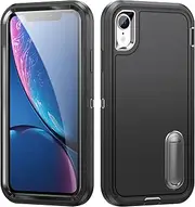 Shockproof Case for iPhone XR Case with Kickstand,Military Grade Drop Protective,Heavy Duty Hard Back 3-Layer Protective Phone Cover for iPhone XR (Black)