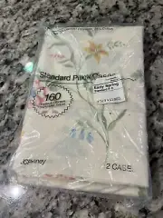 Vintage JC Penny Standard Pillowcase Set-2 Percale “Early Spring” Floral NOS NIP