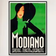 Galrie Modiano by Robert Bereny Vintage Art Deco Poster Elegant and Vibrant Wall Decor, Black Frame, A2 42 x 60cm (16 x 24inch)