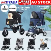 4 Wheels Pet Stroller Dog Cat Carrier Travel Pushchair Foldable Pram Large AU