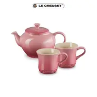 在飛比找momo購物網優惠-【Le Creuset】瓷器茶具組-1壺2杯(薔薇粉)