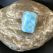 Womens Blue Larimar Navajo Sterling Silver Ring Size 8 17648