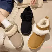 在飛比找momo購物網優惠-【Taroko】毛毛一字套腳內裡加絨短雪靴(3色可選)