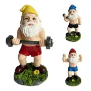 1pcs Garden Gnome Outdoor Statue Funny Workout Dwarf Yard Lawn Patio Home Decor