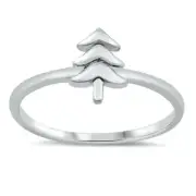 Tree Ring Genuine Sterling Silver 925 Rhodium Plated Face Height 8 mm Size 6