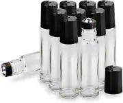 Essential Oil Roller Bottles, 10Pcs 10 ml Glass With Stainless Steel Balls, Leak