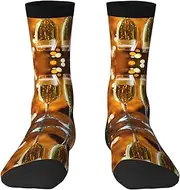 [EdWal] Soft Wine Cup print Moisture Wicking Socks Sports Socks for Men and Women Warm thermal Boot Hiking Socks