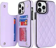 Umlovecase for iPhone 13 Pro Phone Case,RFID Card Data Theft Protection,Double Magnetic Back Flip Cover PU Leather Cover for iPhone 13 Pro Wallet Case-Purple
